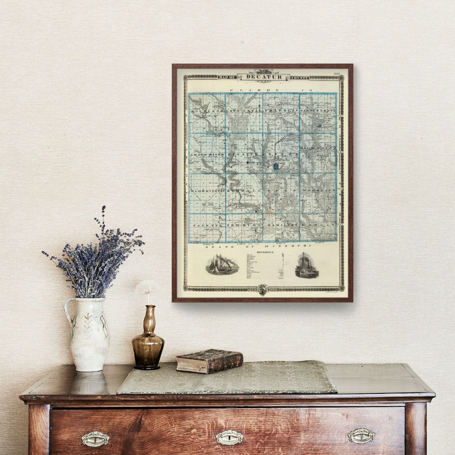 Vintage Map of Decatur County, Iowa 1875