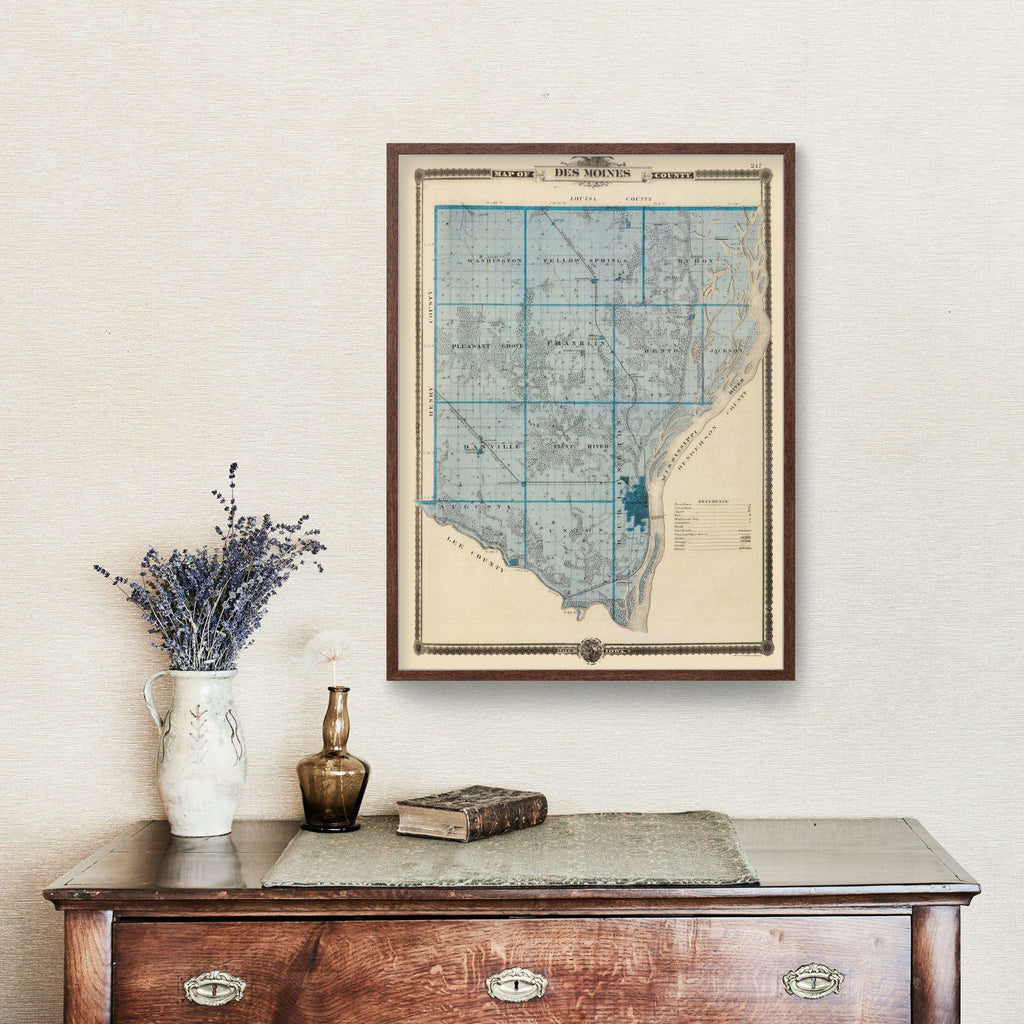 Vintage Map of Des Moines County, Iowa 1875