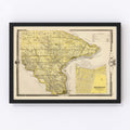Vintage Map of Lee County, Iowa 1875