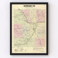 Vintage Map of Howard County, Nebraska 1885