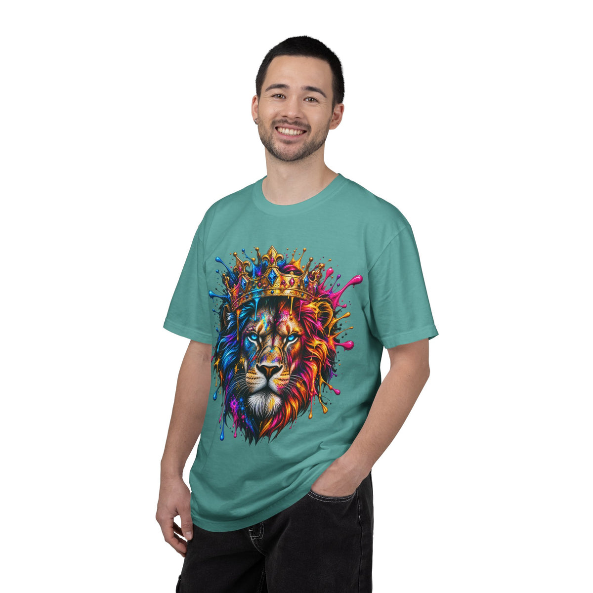 Color Splash Lion Tee — Regal Crown Graphic T-Shirt