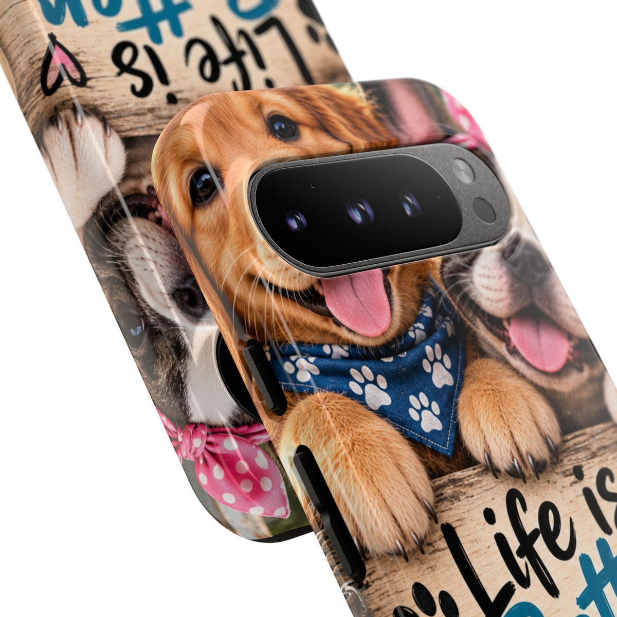 Phone Case — "Life Is Better with Dogs" Cute Pawprint Dog Lover Protective Case