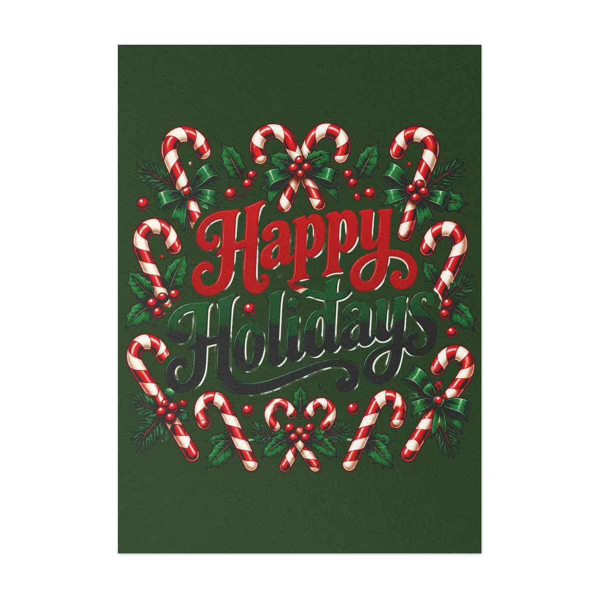 Happy Holidays Candy Cane Christmas Greeting Card