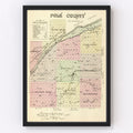 Vintage Map of Polk County, Nebraska 1885