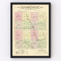 Vintage Map of Seward County, Nebraska 1885