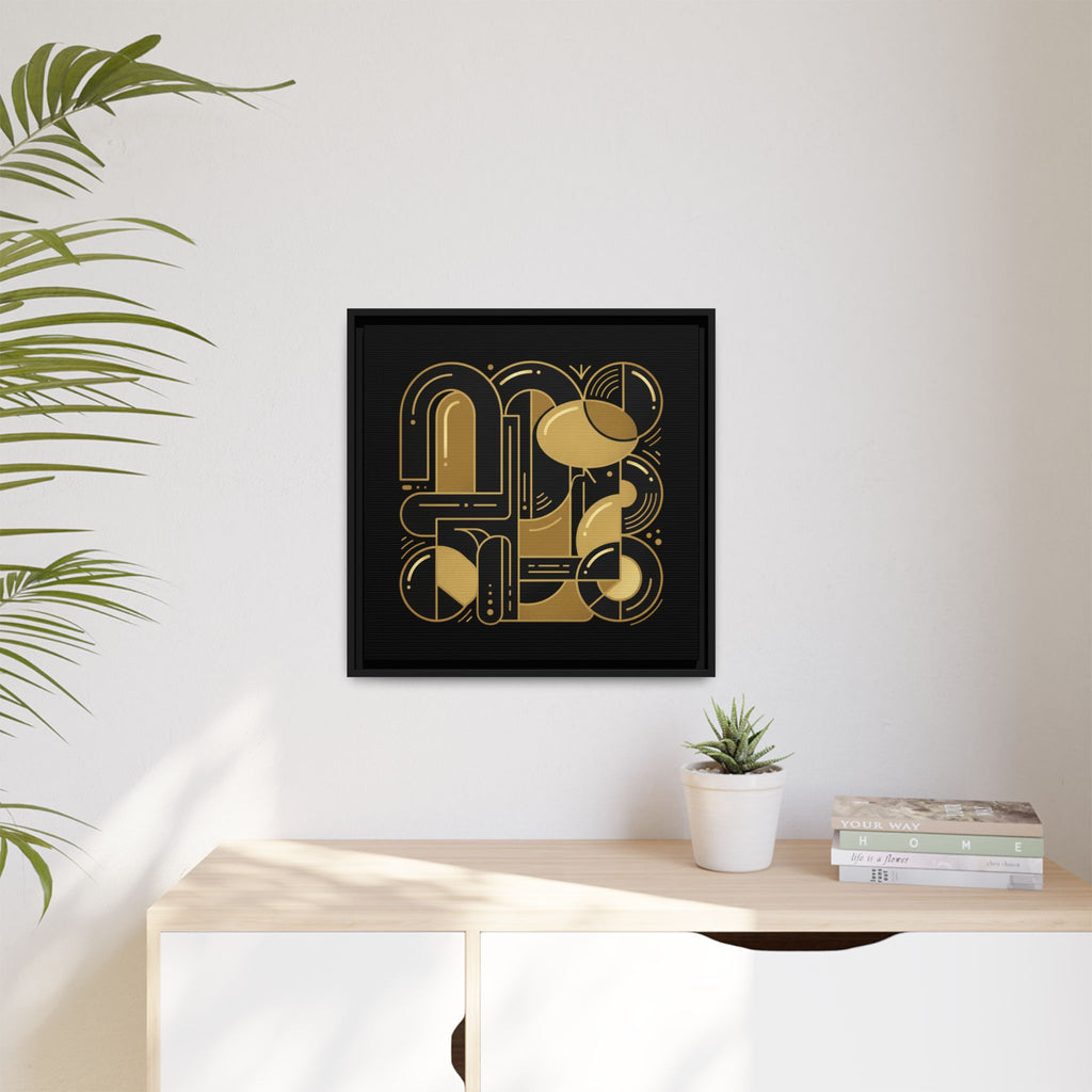 Gold Geometric Art Print — Framed Matte Canvas