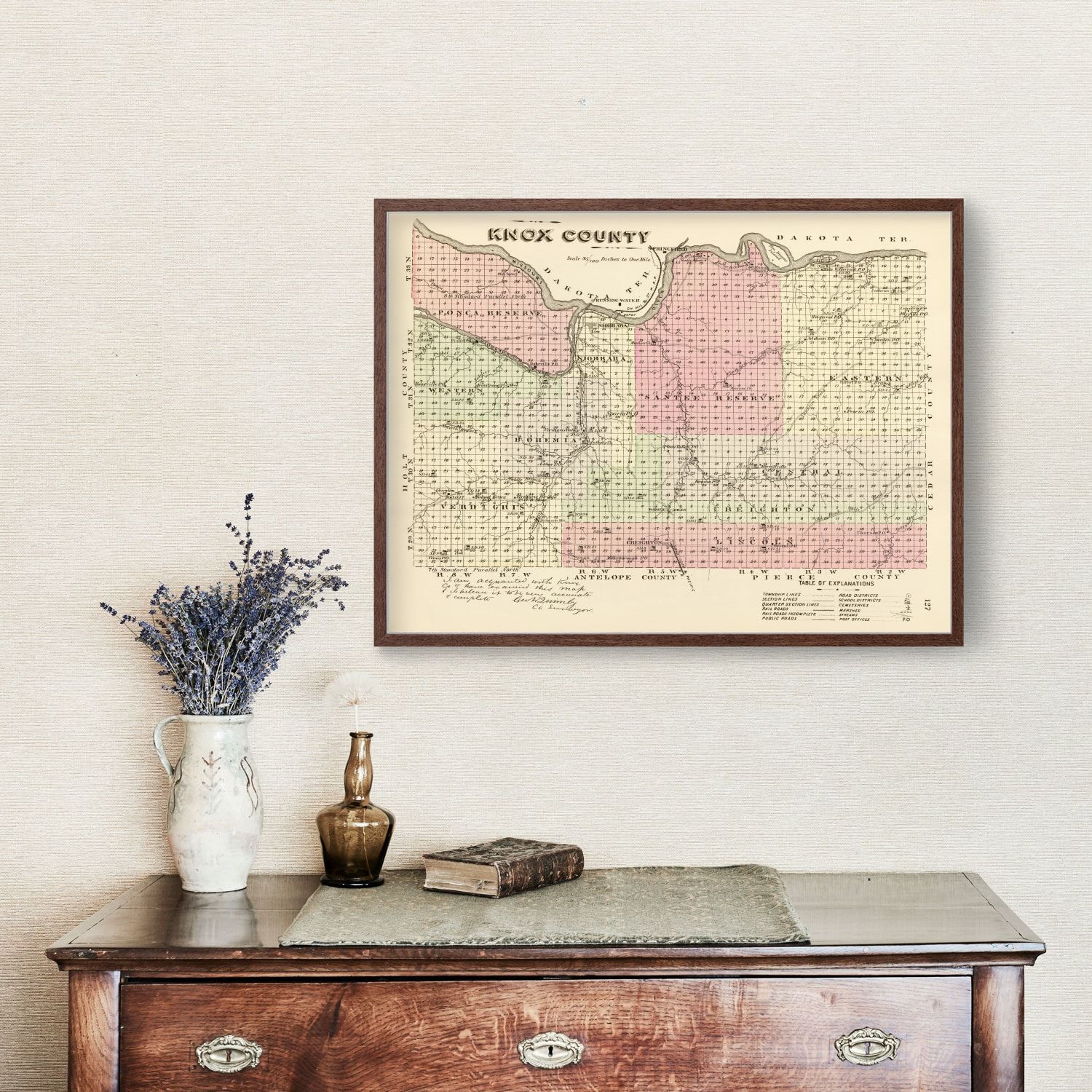 Vintage Map of Knox County, Nebraska 1885