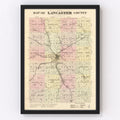 Vintage Map of Lancaster County, Nebraska 1885