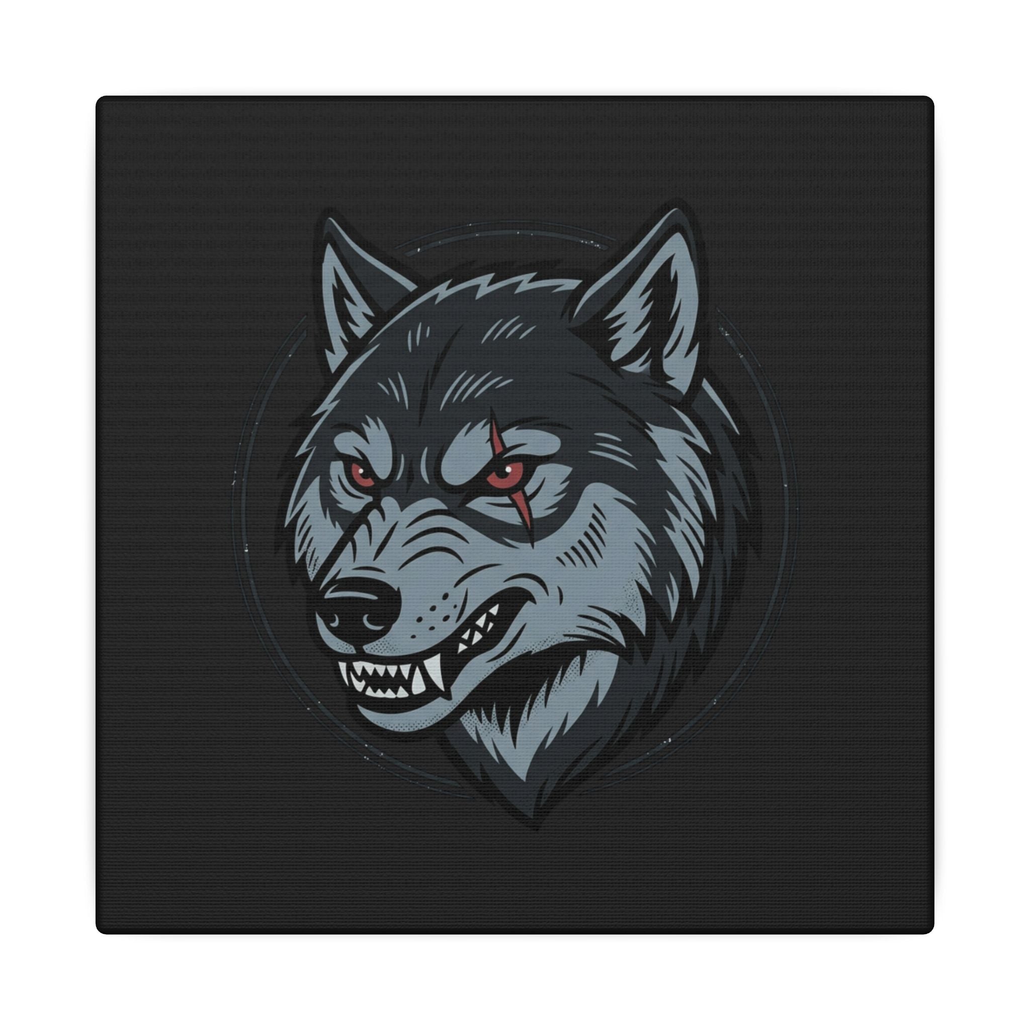 Wolf Head Canvas Wall Art — Fierce Gray Wolf Portrait Matte Stretched