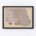 Vintage Map of Stearns County, Minnesota 1874