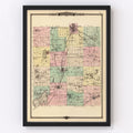 Vintage Map of Jefferson County, Wisconsin 1878