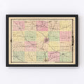Vintage Map of Rock County, Wisconsin 1878