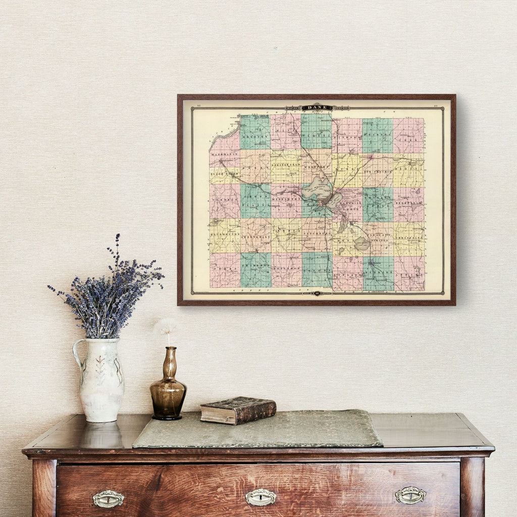 Vintage Map of Dane County, Wisconsin 1878