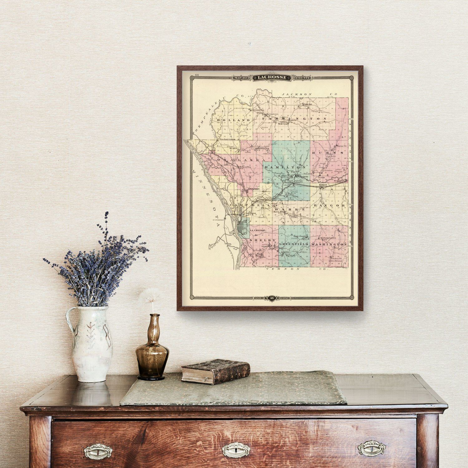 Vintage Map of Lacrosse County, Wisconsin 1878