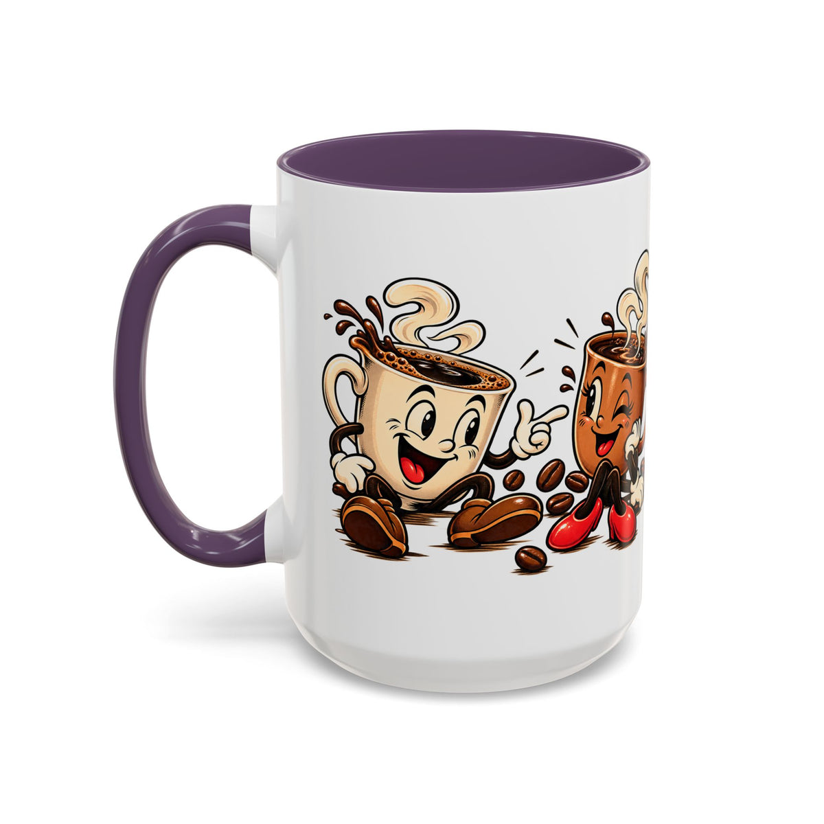 Coffee Cartoon Mug — Cute Dancing Coffee Cups Accent Mug