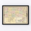 Vintage Map of Waushara County, Wisconsin 1878