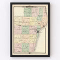 Vintage Map of Manitowoc County, Wisconsin 1878