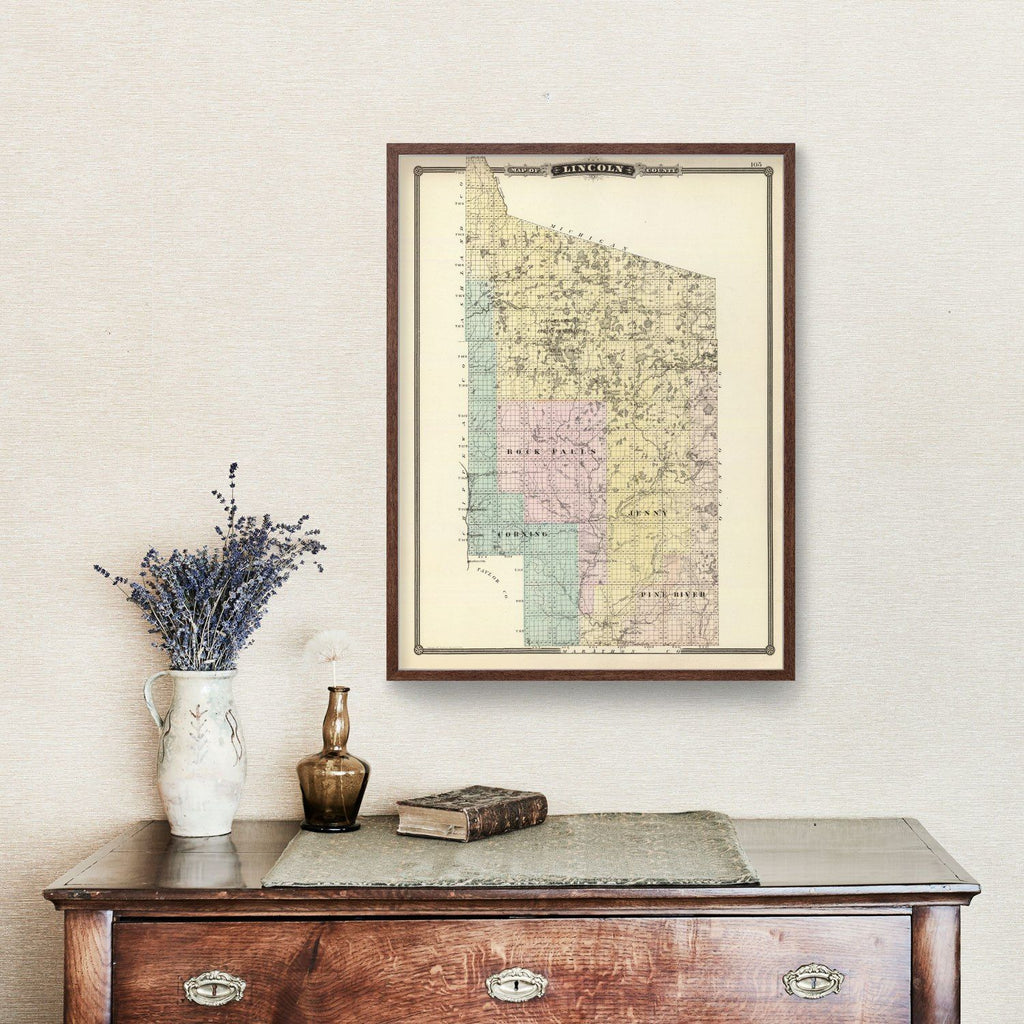 Vintage Map of Lincoln County, Wisconsin 1878