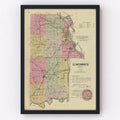 Vintage Map of Leavenworth County, Kansas 1887