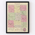 Vintage Map of Linn County, Kansas 1887