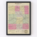 Vintage Map of Bourbon County, Kansas 1887