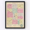 Vintage Map of Coffey County, Kansas 1887