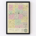 Vintage Map of Franklin County, Kansas 1887