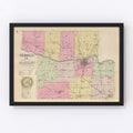 Vintage Map of Shawnee County, Kansas 1887