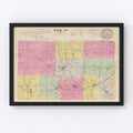 Vintage Map of Elk County, Kansas 1887
