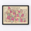 Vintage Map of Hampshire  County, Massachusetts 1871