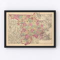 Vintage Map of Middlesex County, Massachusetts 1871