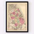 Vintage Map of Plymouth County, Massachusetts 1871
