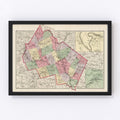 Vintage Map of Merrimack County, New Hampshire 1877