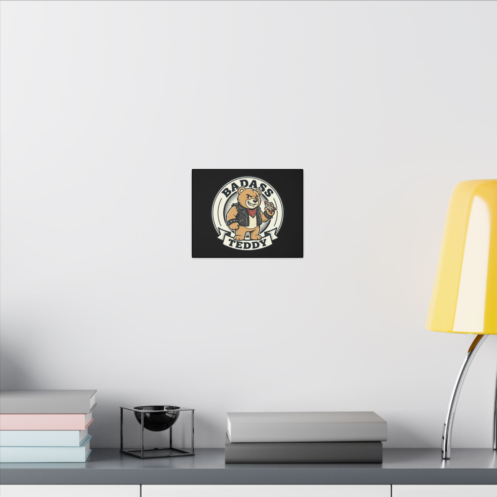 Badass Teddy Canvas Wall Art — Edgy Teddy Bear Stretched Matte Print