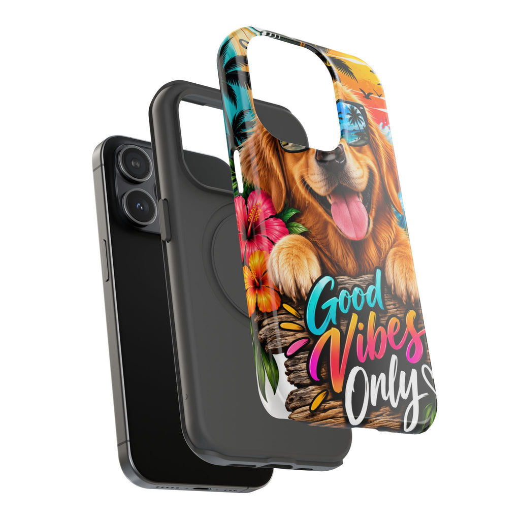 Phone Case — 'Good Vibes Only' Tropical Dog Impact-Resistant Case