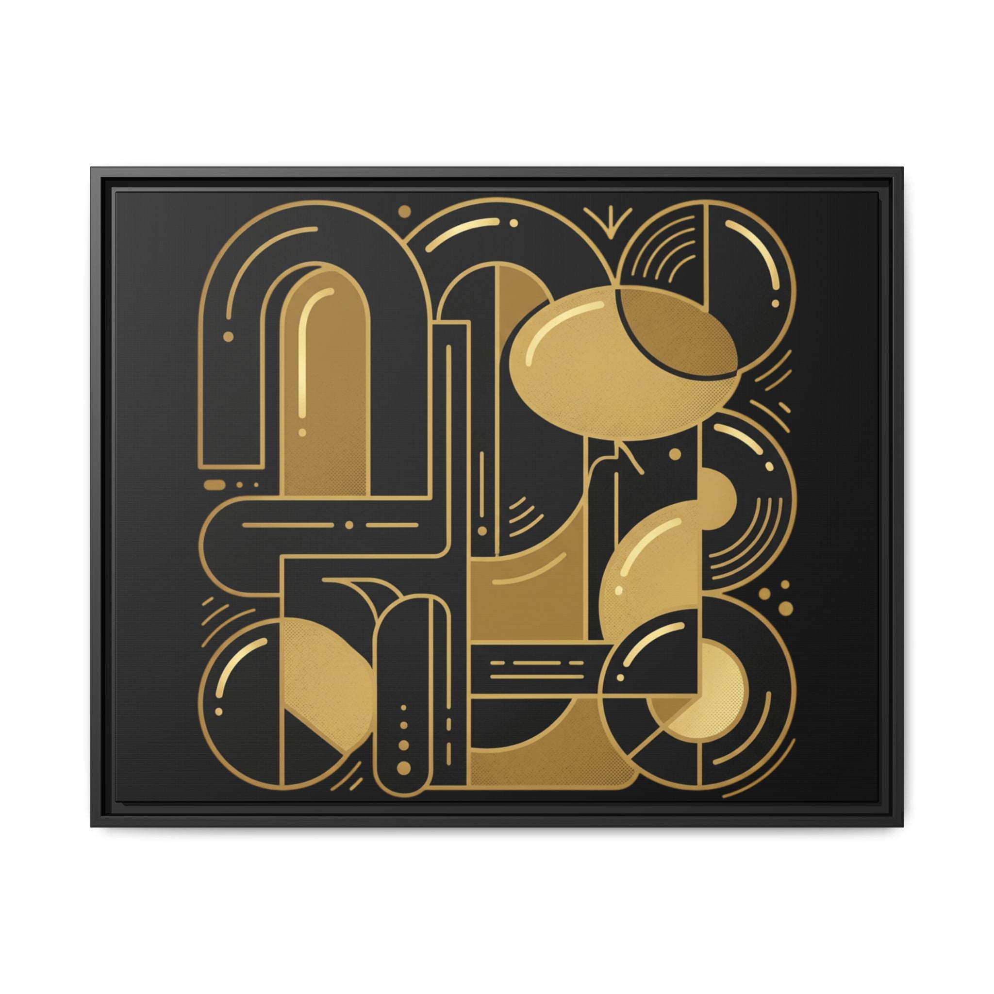 Gold Geometric Art Print — Framed Matte Canvas