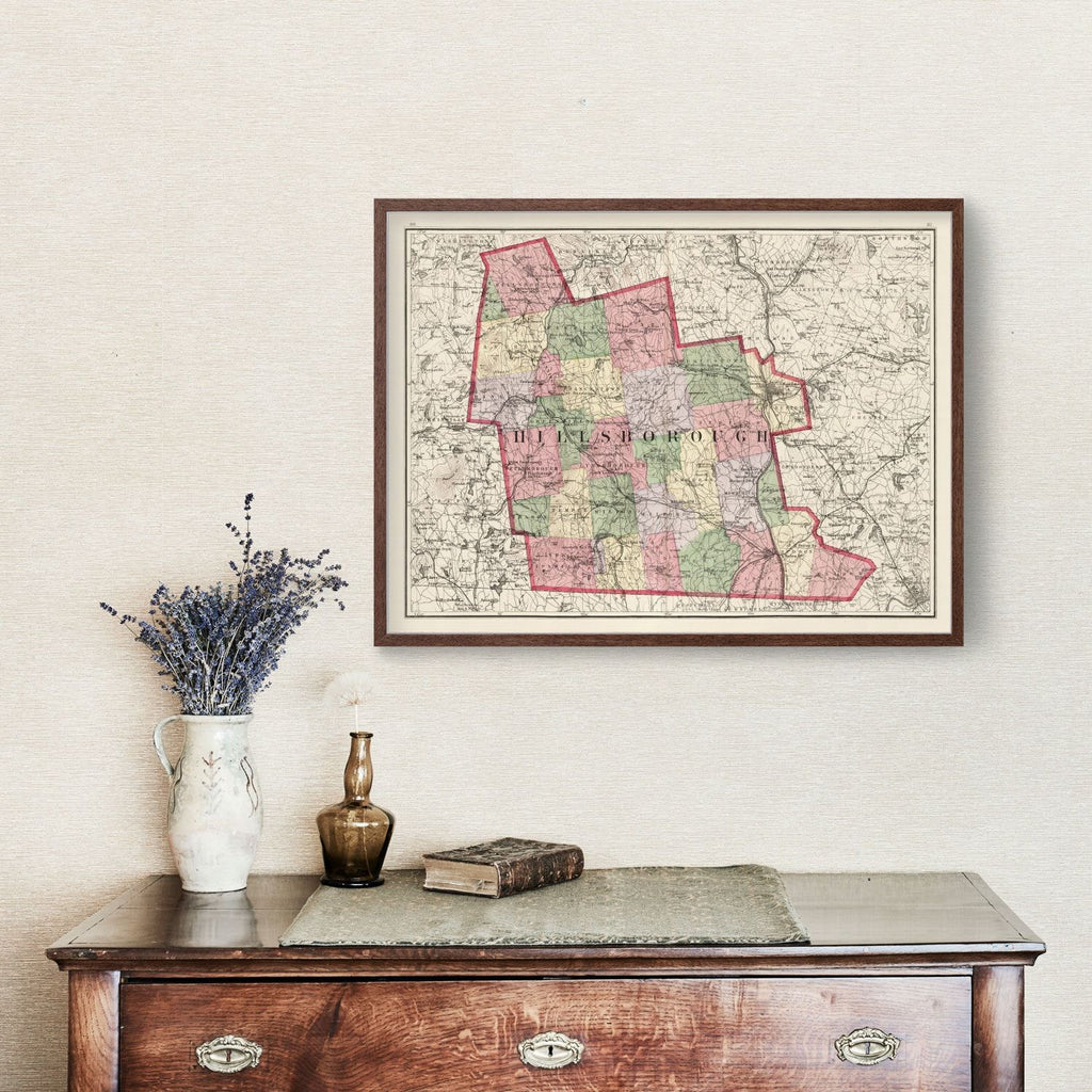 Vintage Map of Hillsborough County, New Hampshire 1877