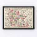Vintage Map of Hillsborough County, New Hampshire 1877