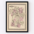 Vintage Map of Rutland County, Vermont 1876