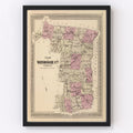 Vintage Map of Windsor County, Vermont 1876