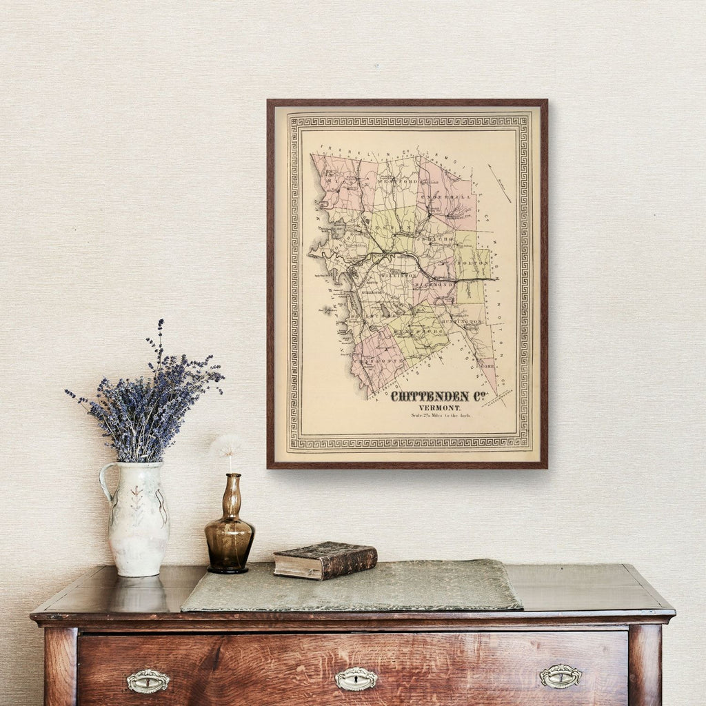 Vintage Map of Chittenden County, Vermont 1876