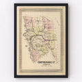 Vintage Map of Chittenden County, Vermont 1876