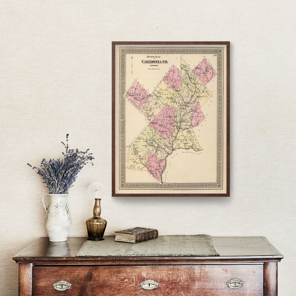 Vintage Map of Caledonia County, Vermont 1876