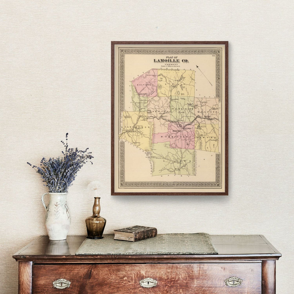 Vintage Map of Lamoille County, Vermont 1876
