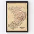 Vintage Map of Aroostook County, Maine 1885