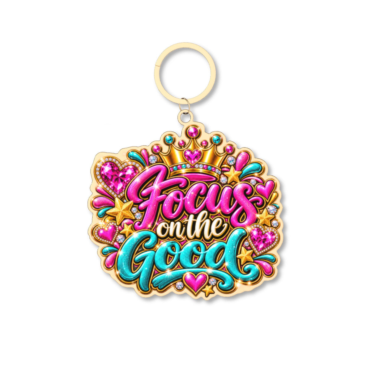 Focus on the Good Keychain — Colorful Inspirational Acrylic Keyring