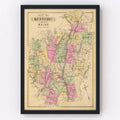 Vintage Map of Kennebec County, Maine 1885