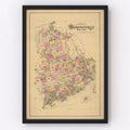 Vintage Map of Washington County, Maine 1885