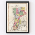 Vintage Map of Westchester County, New York 1839