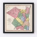 Vintage Map of Ulster County, New York 1840